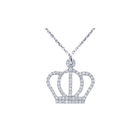 18KT white gold crown necklace set with diamonds