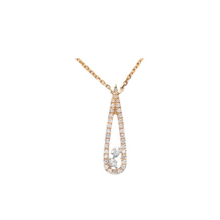 18kt rose gold Pear shaped necklace with diamonds inside